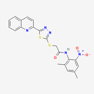 molecular formula C21H17N5O3S2 B10876711 N-(2,4-dimethyl-6-nitrophenyl)-2-{[5-(quinolin-2-yl)-1,3,4-thiadiazol-2-yl]sulfanyl}acetamide 