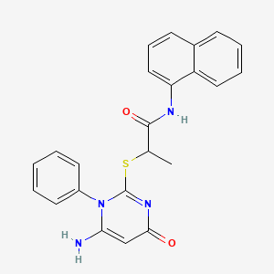 molecular formula C23H20N4O2S B10876726 2-[(6-amino-4-oxo-1-phenyl-1,4-dihydropyrimidin-2-yl)sulfanyl]-N-(naphthalen-1-yl)propanamide 