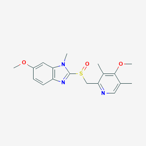 molecular formula C18H21N3O3S B108778 6-Methoxy-2-[(4-methoxy-3,5-dimethylpyridin-2-yl)methylsulfinyl]-1-methylbenzimidazole CAS No. 784143-42-6