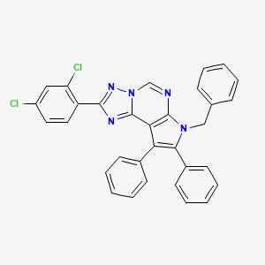 molecular formula C32H21Cl2N5 B10878128 7-benzyl-2-(2,4-dichlorophenyl)-8,9-diphenyl-7H-pyrrolo[3,2-e][1,2,4]triazolo[1,5-c]pyrimidine 