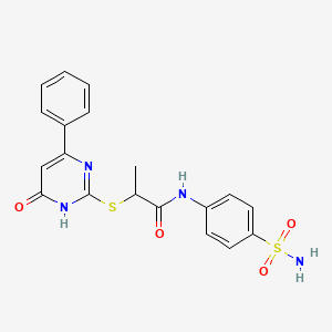 molecular formula C19H18N4O4S2 B10880096 2-[(6-oxo-4-phenyl-1,6-dihydropyrimidin-2-yl)sulfanyl]-N-(4-sulfamoylphenyl)propanamide 