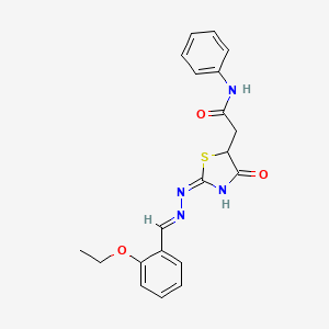 molecular formula C20H20N4O3S B10880143 2-{(2E)-2-[(2E)-(2-ethoxybenzylidene)hydrazinylidene]-4-oxo-1,3-thiazolidin-5-yl}-N-phenylacetamide 
