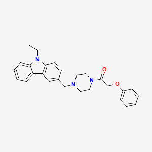 molecular formula C27H29N3O2 B10881772 1-{4-[(9-ethyl-9H-carbazol-3-yl)methyl]piperazin-1-yl}-2-phenoxyethanone 