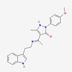 molecular formula C23H24N4O2 B10881805 (4Z)-4-(1-{[2-(1H-indol-3-yl)ethyl]amino}ethylidene)-2-(4-methoxyphenyl)-5-methyl-2,4-dihydro-3H-pyrazol-3-one 