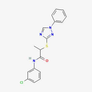 molecular formula C17H15ClN4OS B10881862 N-(3-chlorophenyl)-2-[(1-phenyl-1H-1,2,4-triazol-3-yl)sulfanyl]propanamide 