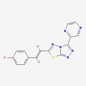 molecular formula C15H9FN6S B10881876 6-[(E)-2-(4-fluorophenyl)ethenyl]-3-(pyrazin-2-yl)[1,2,4]triazolo[3,4-b][1,3,4]thiadiazole 