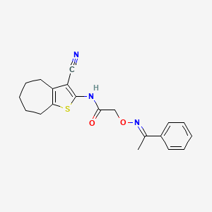 molecular formula C20H21N3O2S B10881971 N-(3-cyano-5,6,7,8-tetrahydro-4H-cyclohepta[b]thiophen-2-yl)-2-({[(1E)-1-phenylethylidene]amino}oxy)acetamide 
