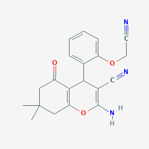 molecular formula C20H19N3O3 B10882064 2-amino-4-[2-(cyanomethoxy)phenyl]-7,7-dimethyl-5-oxo-5,6,7,8-tetrahydro-4H-chromene-3-carbonitrile 