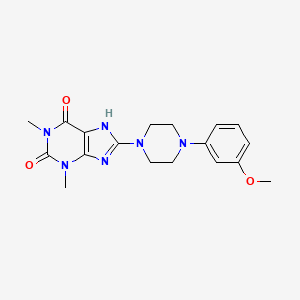 molecular formula C18H22N6O3 B10882301 8-[4-(3-methoxyphenyl)piperazin-1-yl]-1,3-dimethyl-3,7-dihydro-1H-purine-2,6-dione 