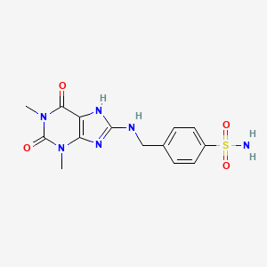 molecular formula C14H16N6O4S B10882334 4-{[(1,3-dimethyl-2,6-dioxo-2,3,6,7-tetrahydro-1H-purin-8-yl)amino]methyl}benzenesulfonamide 
