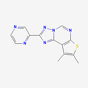 molecular formula C13H10N6S B10882628 8,9-Dimethyl-2-(pyrazin-2-yl)thieno[3,2-e][1,2,4]triazolo[1,5-c]pyrimidine 
