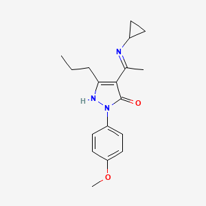 molecular formula C18H23N3O2 B10882725 (4Z)-4-[1-(cyclopropylamino)ethylidene]-2-(4-methoxyphenyl)-5-propyl-2,4-dihydro-3H-pyrazol-3-one 