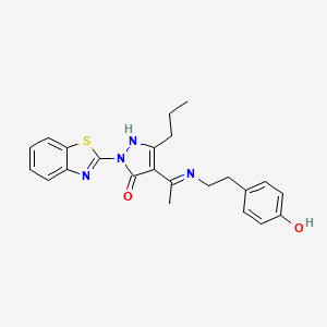 molecular formula C23H24N4O2S B10882944 (4Z)-2-(1,3-benzothiazol-2-yl)-4-(1-{[2-(4-hydroxyphenyl)ethyl]amino}ethylidene)-5-propyl-2,4-dihydro-3H-pyrazol-3-one 