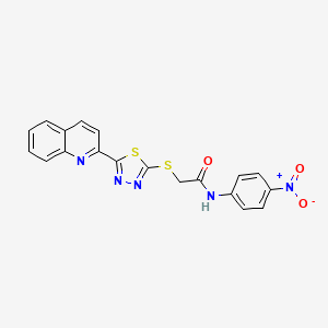 molecular formula C19H13N5O3S2 B10883033 N-(4-nitrophenyl)-2-{[5-(quinolin-2-yl)-1,3,4-thiadiazol-2-yl]sulfanyl}acetamide 