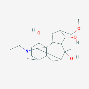 molecular formula C22H35NO4 B108831 (1R,2R,3R,4S,5S,6S,8S,9S,10R,13R,16S,17R)-11-ethyl-6-methoxy-13-methyl-11-azahexacyclo[7.7.2.12,5.01,10.03,8.013,17]nonadecane-4,8,16-triol CAS No. 39089-30-0