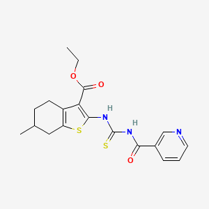 molecular formula C19H21N3O3S2 B10883315 Ethyl 6-methyl-2-{[(pyridin-3-ylcarbonyl)carbamothioyl]amino}-4,5,6,7-tetrahydro-1-benzothiophene-3-carboxylate 