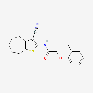 molecular formula C19H20N2O2S B10883487 N-(3-cyano-5,6,7,8-tetrahydro-4H-cyclohepta[b]thiophen-2-yl)-2-(2-methylphenoxy)acetamide 