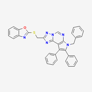 molecular formula C34H24N6OS B10883512 2-[(1,3-benzoxazol-2-ylsulfanyl)methyl]-7-benzyl-8,9-diphenyl-7H-pyrrolo[3,2-e][1,2,4]triazolo[1,5-c]pyrimidine 