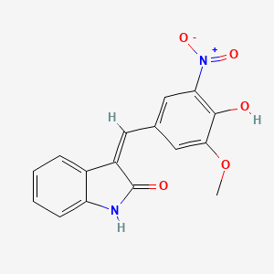 molecular formula C16H12N2O5 B10883967 (3Z)-3-(4-hydroxy-3-methoxy-5-nitrobenzylidene)-1,3-dihydro-2H-indol-2-one 