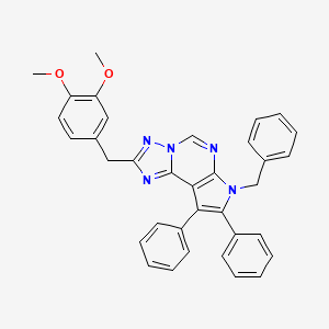 molecular formula C35H29N5O2 B10884043 4-[(7-Benzyl-8,9-diphenyl-7H-pyrrolo[3,2-E][1,2,4]triazolo[1,5-C]pyrimidin-2-YL)methyl]-2-methoxyphenyl methyl ether 