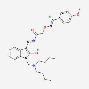molecular formula C27H35N5O4 B10884053 N'-{(3E)-1-[(dibutylamino)methyl]-2-oxo-1,2-dihydro-3H-indol-3-ylidene}-2-({[(E)-(4-methoxyphenyl)methylidene]amino}oxy)acetohydrazide 