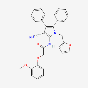 molecular formula C31H25N3O4 B10884246 N-[3-cyano-1-(furan-2-ylmethyl)-4,5-diphenyl-1H-pyrrol-2-yl]-2-(2-methoxyphenoxy)acetamide 