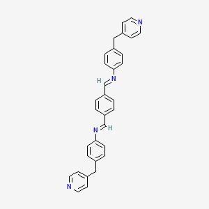 molecular formula C32H26N4 B10884358 N,N'-[benzene-1,4-diyldi(E)methylylidene]bis[4-(pyridin-4-ylmethyl)aniline] 