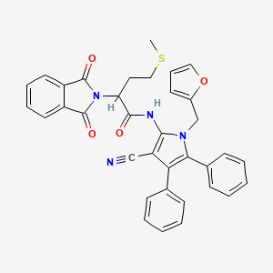 molecular formula C35H28N4O4S B10884522 N-[3-cyano-1-(furan-2-ylmethyl)-4,5-diphenyl-1H-pyrrol-2-yl]-2-(1,3-dioxo-1,3-dihydro-2H-isoindol-2-yl)-4-(methylsulfanyl)butanamide 