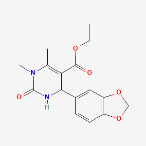 molecular formula C16H18N2O5 B10884685 Ethyl 6-(1,3-benzodioxol-5-yl)-3,4-dimethyl-2-oxo-1,6-dihydropyrimidine-5-carboxylate 