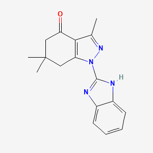 molecular formula C17H18N4O B10884846 1-(1H-benzimidazol-2-yl)-3,6,6-trimethyl-1,5,6,7-tetrahydro-4H-indazol-4-one 