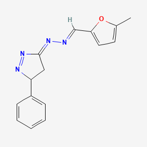 molecular formula C15H14N4O B10884867 (3E)-3-{(2E)-[(5-methylfuran-2-yl)methylidene]hydrazinylidene}-5-phenyl-4,5-dihydro-3H-pyrazole 