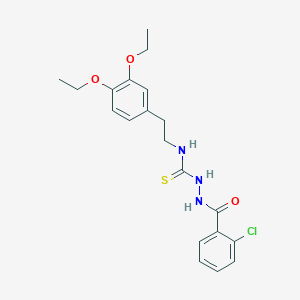 molecular formula C20H24ClN3O3S B10884880 2-[(2-chlorophenyl)carbonyl]-N-[2-(3,4-diethoxyphenyl)ethyl]hydrazinecarbothioamide 