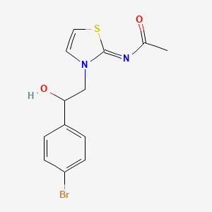 molecular formula C13H13BrN2O2S B10884935 N~1~-[3-[2-(4-Bromophenyl)-2-hydroxyethyl]-1,3-thiazol-2(3H)-yliden]acetamide 