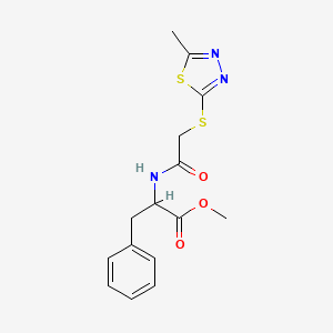 molecular formula C15H17N3O3S2 B10885048 Methyl 2-({2-[(5-methyl-1,3,4-thiadiazol-2-YL)sulfanyl]acetyl}amino)-3-phenylpropanoate 
