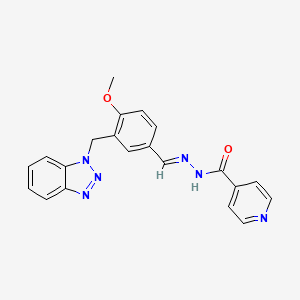 molecular formula C21H18N6O2 B10885467 N'-{(E)-[3-(1H-benzotriazol-1-ylmethyl)-4-methoxyphenyl]methylidene}pyridine-4-carbohydrazide 