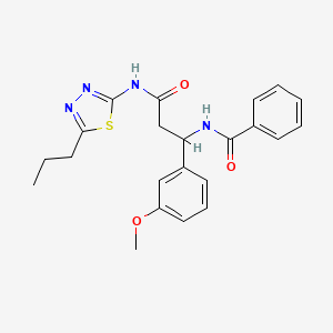 molecular formula C22H24N4O3S B10885530 N-{1-(3-methoxyphenyl)-3-oxo-3-[(5-propyl-1,3,4-thiadiazol-2-yl)amino]propyl}benzamide 