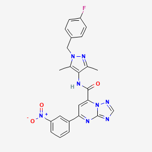 molecular formula C24H19FN8O3 B10885902 N-[1-(4-fluorobenzyl)-3,5-dimethyl-1H-pyrazol-4-yl]-5-(3-nitrophenyl)[1,2,4]triazolo[1,5-a]pyrimidine-7-carboxamide 