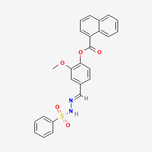 molecular formula C25H20N2O5S B10886326 2-methoxy-4-{(E)-[2-(phenylsulfonyl)hydrazinylidene]methyl}phenyl naphthalene-1-carboxylate 