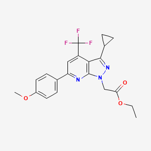 molecular formula C21H20F3N3O3 B10886564 Ethyl 3-cyclopropyl-6-(4-methoxyphenyl)-4-(trifluoromethyl)-1H-pyrazolo[3,4-b]pyridine-1-acetate CAS No. 1011370-92-5