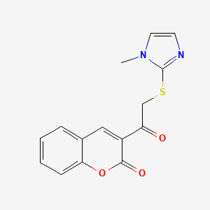 molecular formula C15H12N2O3S B10886591 Coumarine, 3-[2-(1-methyl-2-imidazolylthio)-1-oxoethyl]- 