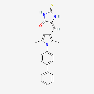 molecular formula C22H19N3OS B10886741 (5E)-5-{[1-(biphenyl-4-yl)-2,5-dimethyl-1H-pyrrol-3-yl]methylidene}-2-thioxoimidazolidin-4-one 