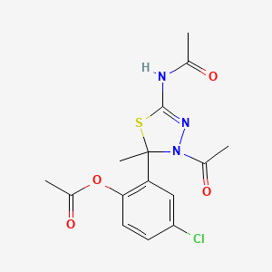 molecular formula C15H16ClN3O4S B10886746 2-[3-Acetyl-5-(acetylamino)-2-methyl-2,3-dihydro-1,3,4-thiadiazol-2-yl]-4-chlorophenyl acetate 