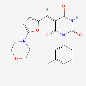 molecular formula C21H21N3O5 B10887095 (5Z)-1-(3,4-dimethylphenyl)-5-{[5-(morpholin-4-yl)furan-2-yl]methylidene}pyrimidine-2,4,6(1H,3H,5H)-trione 