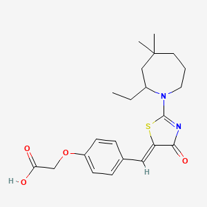 molecular formula C22H28N2O4S B10887212 (4-{(Z)-[2-(2-ethyl-4,4-dimethylazepan-1-yl)-4-oxo-1,3-thiazol-5(4H)-ylidene]methyl}phenoxy)acetic acid 