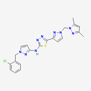 molecular formula C21H20ClN9S B10887907 N-[1-(2-chlorobenzyl)-1H-pyrazol-3-yl]-5-{1-[(3,5-dimethyl-1H-pyrazol-1-yl)methyl]-1H-pyrazol-3-yl}-1,3,4-thiadiazol-2-amine 