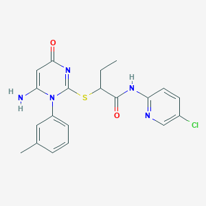 molecular formula C20H20ClN5O2S B10888122 2-{[6-amino-1-(3-methylphenyl)-4-oxo-1,4-dihydropyrimidin-2-yl]sulfanyl}-N-(5-chloropyridin-2-yl)butanamide 