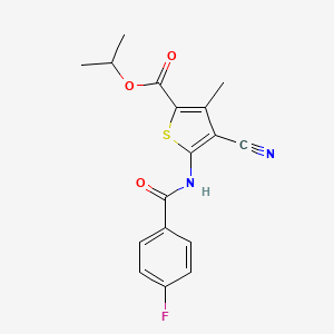 molecular formula C17H15FN2O3S B10888319 Propan-2-yl 4-cyano-5-{[(4-fluorophenyl)carbonyl]amino}-3-methylthiophene-2-carboxylate 