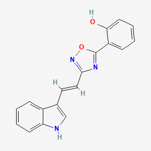 molecular formula C18H13N3O2 B10888912 Phenol, 2-[3-[2-(1H-indol-3-yl)ethenyl]-1,2,4-oxadiazol-5-yl]- 