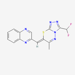 molecular formula C15H10F2N6S B10888929 2-{(Z)-[3-(difluoromethyl)-6-methyl-7H-[1,2,4]triazolo[3,4-b][1,3,4]thiadiazin-7-ylidene]methyl}quinoxaline 