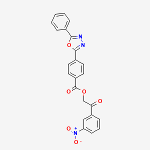 molecular formula C23H15N3O6 B10889111 2-(3-Nitrophenyl)-2-oxoethyl 4-(5-phenyl-1,3,4-oxadiazol-2-yl)benzoate 